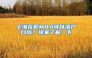 上海在职MBA可以落户口吗？快来了解一下