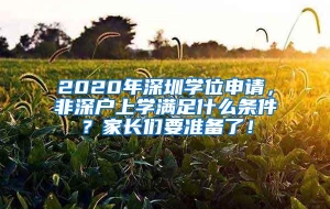 2020年深圳学位申请，非深户上学满足什么条件？家长们要准备了！