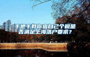 手把手教你查自己个税是否满足上海落户要求？