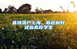 直接落户上海，新政利好这些高校学生