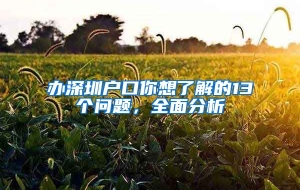 办深圳户口你想了解的13个问题，全面分析