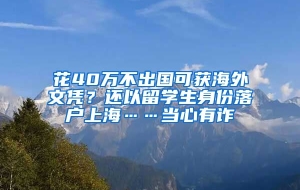 花40万不出国可获海外文凭？还以留学生身份落户上海……当心有诈→