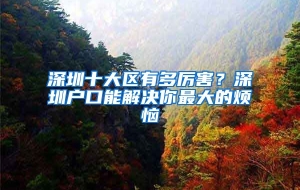 深圳十大区有多厉害？深圳户口能解决你最大的烦恼