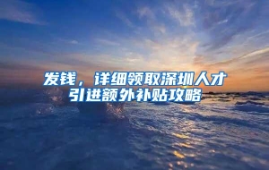 发钱，详细领取深圳人才引进额外补贴攻略