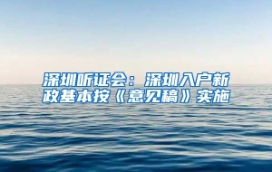 深圳听证会：深圳入户新政基本按《意见稿》实施