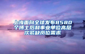 上海面向全球发布8580个博士后和事业单位高层次紧缺岗位需求