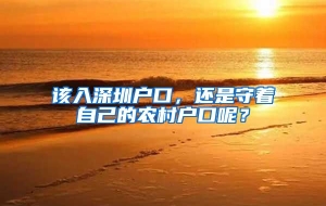 该入深圳户口，还是守着自己的农村户口呢？