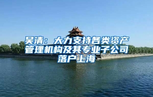 吴清：大力支持各类资产管理机构及其专业子公司落户上海