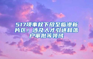 517项事权下放至临港新片区！涉及人才引进和落户审批等领域